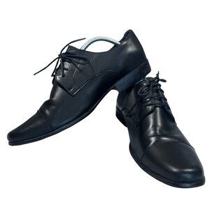 Perry Ellis Portfolio Black Leather Cap Toe Oxford Dress Shoes Size 12